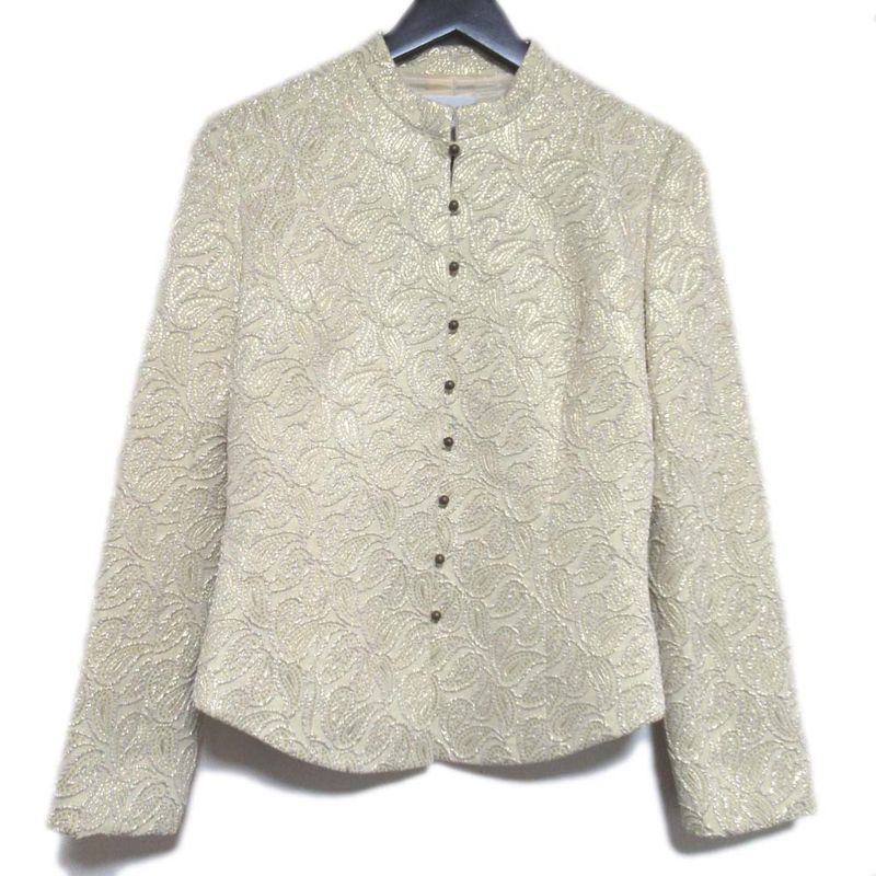 Celine Paisley Pattern Lame Jacquard Jacket + Knee Length Skirt Setup Size 38