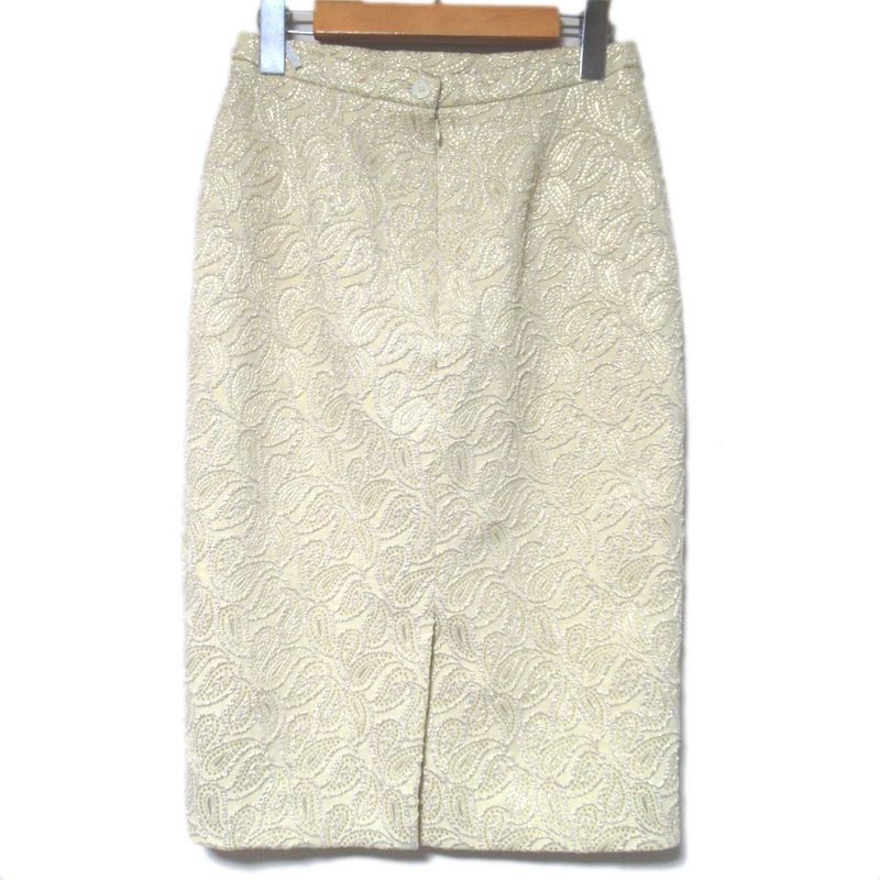 Celine Paisley Pattern Lame Jacquard Jacket + Knee Length Skirt Setup Size 38