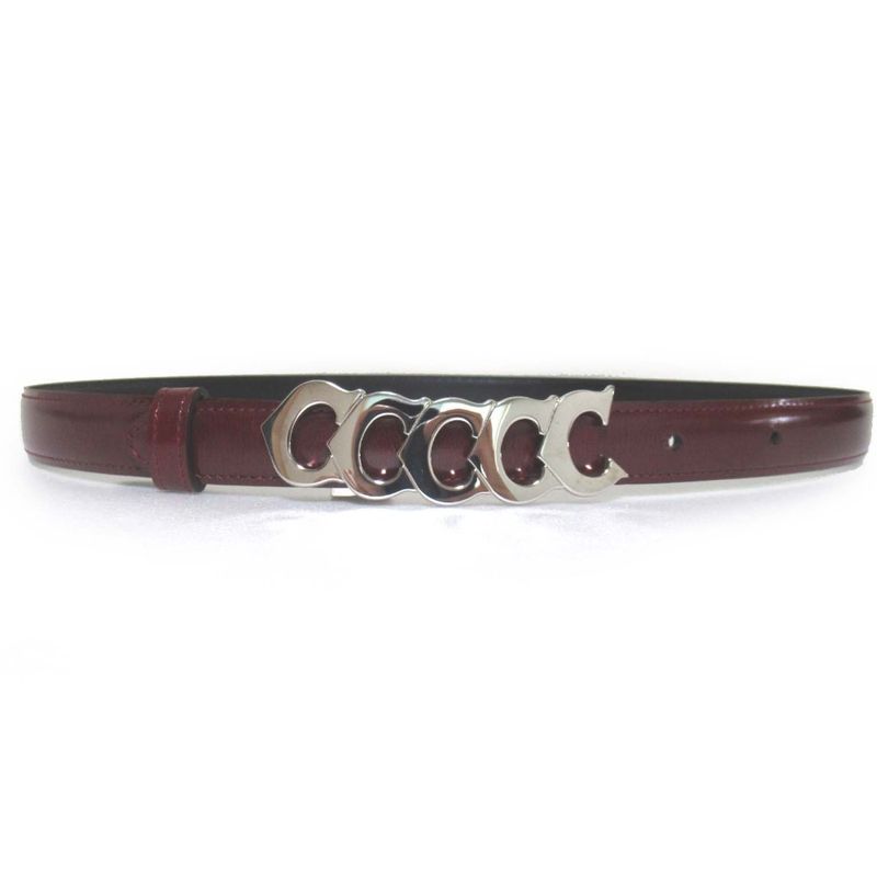 Cartier 5-Strand Logo Buckle Gibbosi-Type Leather Belt Bordeaux and Silver