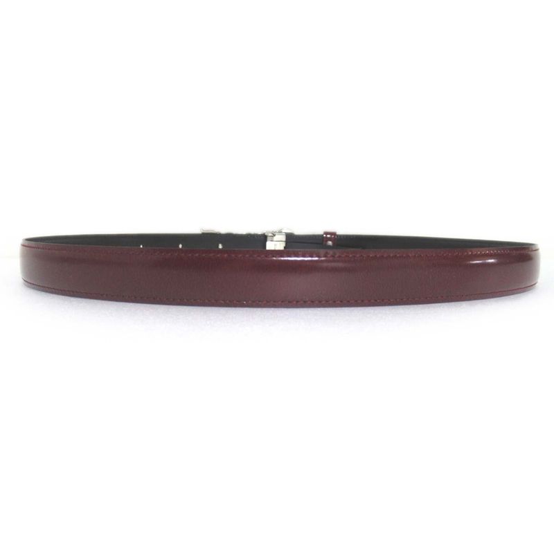 Cartier 5-Strand Logo Buckle Gibbosi-Type Leather Belt Bordeaux and Silver