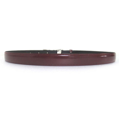 Cartier 5-Strand Logo Buckle Gibbosi-Type Leather Belt Bordeaux and Silver