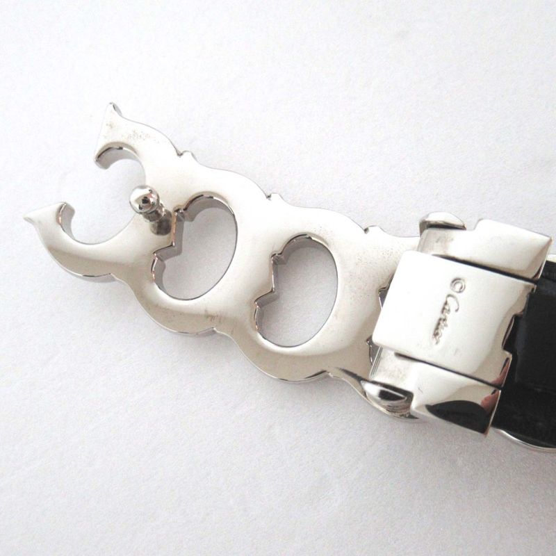 Cartier 5-Strand Logo Buckle Gibbosi-Type Leather Belt Bordeaux and Silver