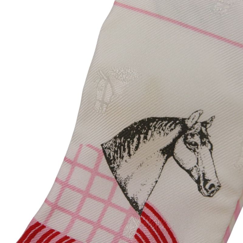 Hermes Twilly Garde Robe Pop Silk Scarf White Multicolor Women Used