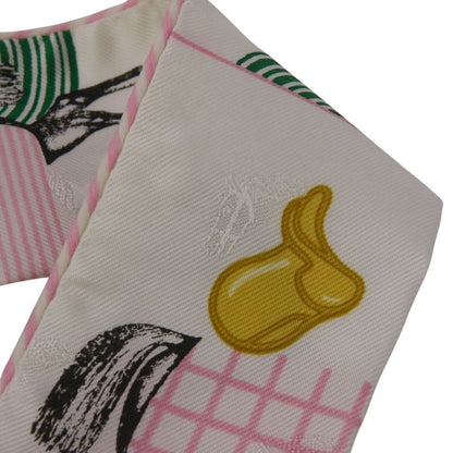 Unused Hermes Twilly Garde Robe Pop Garde Robe Pop Silk Scarf White Pink Ladies