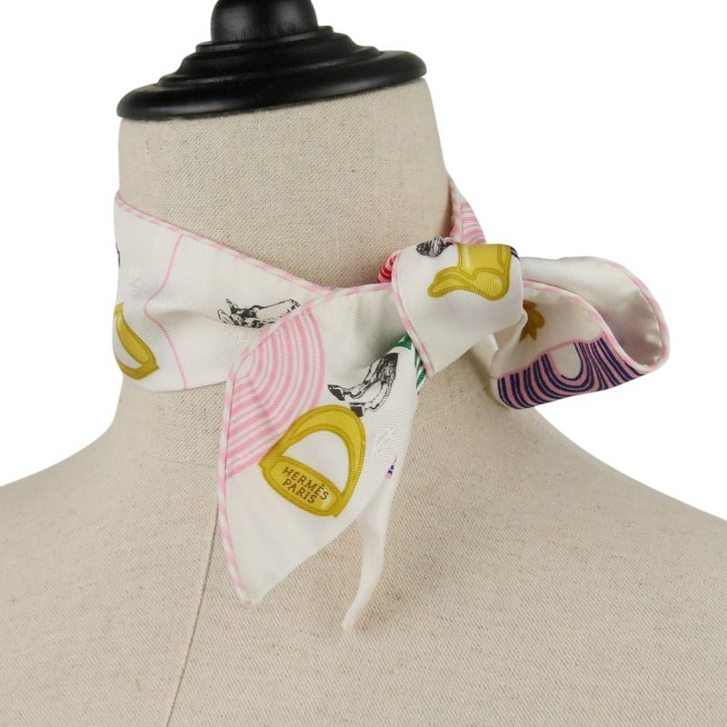 Unused Hermes Twilly Garde Robe Pop Garde Robe Pop Silk Scarf White Pink Ladies