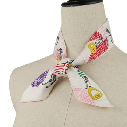 Unused Hermes Twilly Garde Robe Pop Garde Robe Pop Silk Scarf White Pink Ladies