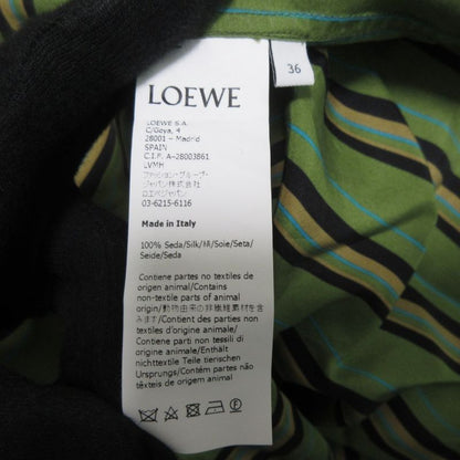 Loewe 100% Silk Striped Pattern Long Sleeves Long Shirt Size 36 Green Women's