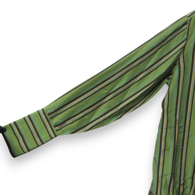 Loewe 100% Silk Striped Pattern Long Sleeves Long Shirt Size 36 Green Women's