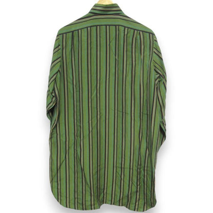 Loewe 100% Silk Striped Pattern Long Sleeves Long Shirt Size 36 Green Women's