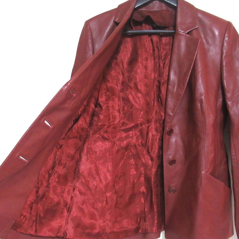 Loewe Lamb Leather Single Tailored Jacket Size 40 Bordeaux Ladies Used