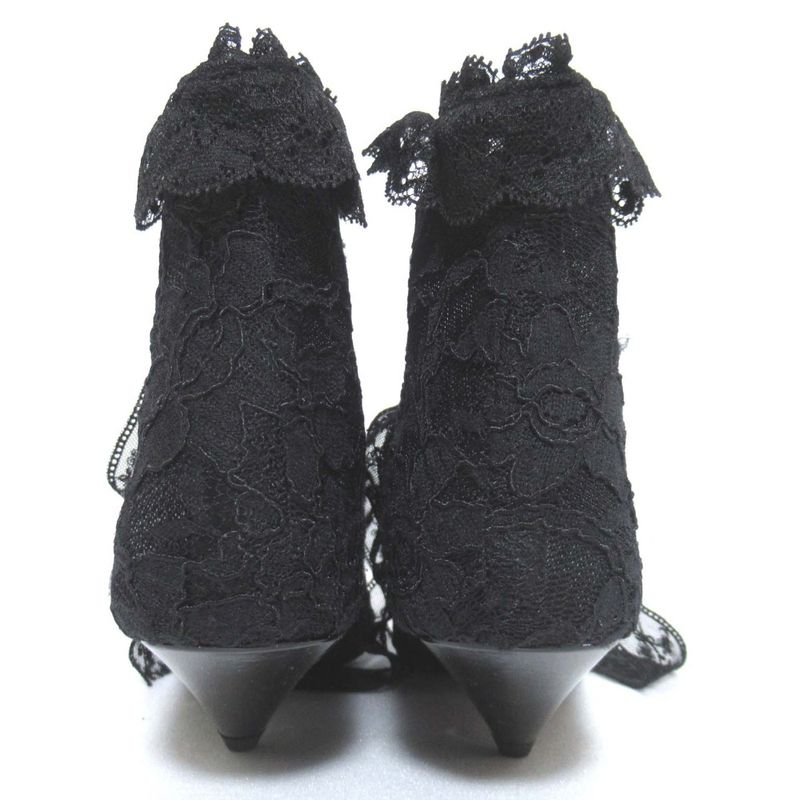 Saint Laurent Paris Flower Embroidery Lace Ankle Boots Size 36 Approx 23cm