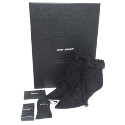 Saint Laurent Paris Flower Embroidery Lace Ankle Boots Size 36 Approx 23cm