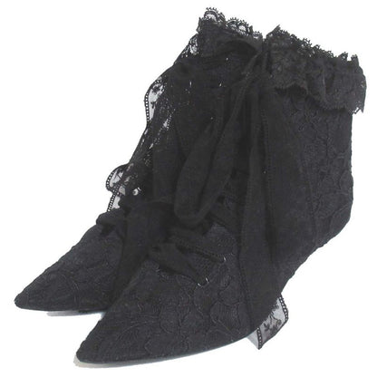 Saint Laurent Paris Flower Embroidery Lace Ankle Boots Size 36 Approx 23cm