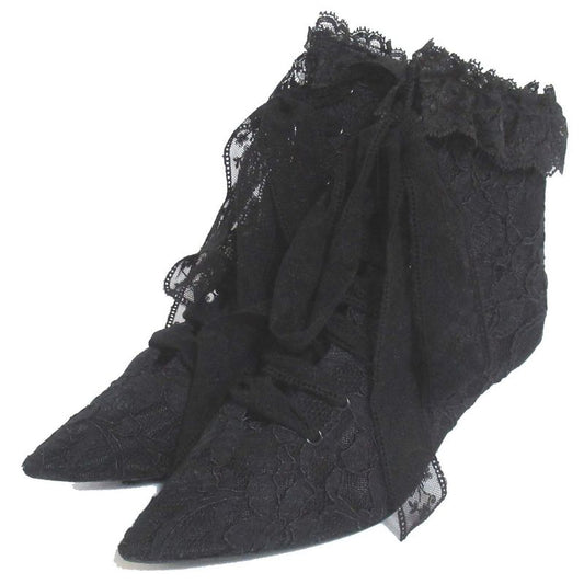 Saint Laurent Paris Flower Embroidery Lace Ankle Boots Size 36 Approx 23cm