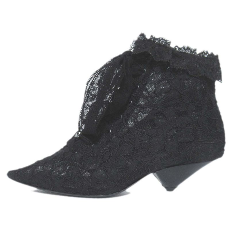 Saint Laurent Paris Flower Embroidery Lace Ankle Boots Size 36 Approx 23cm