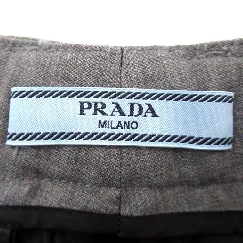 Prada 2024 Model Virgin Wool High Waist Wide Slacks Pants Size 36 160/58a Gray