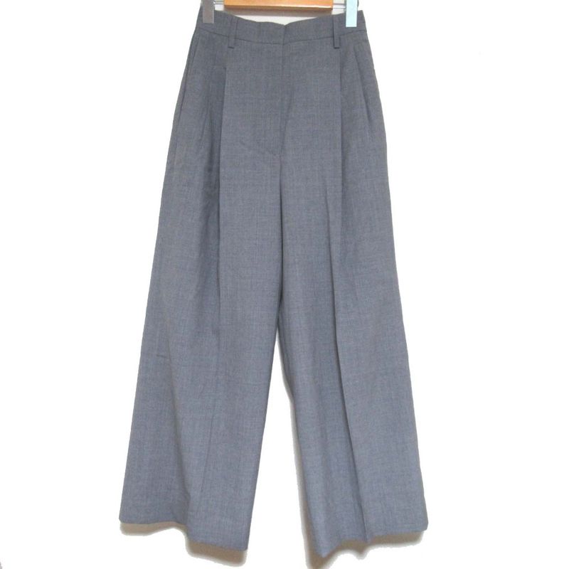 Prada 2024 Model Virgin Wool High Waist Wide Slacks Pants Size 36 160/58a Gray