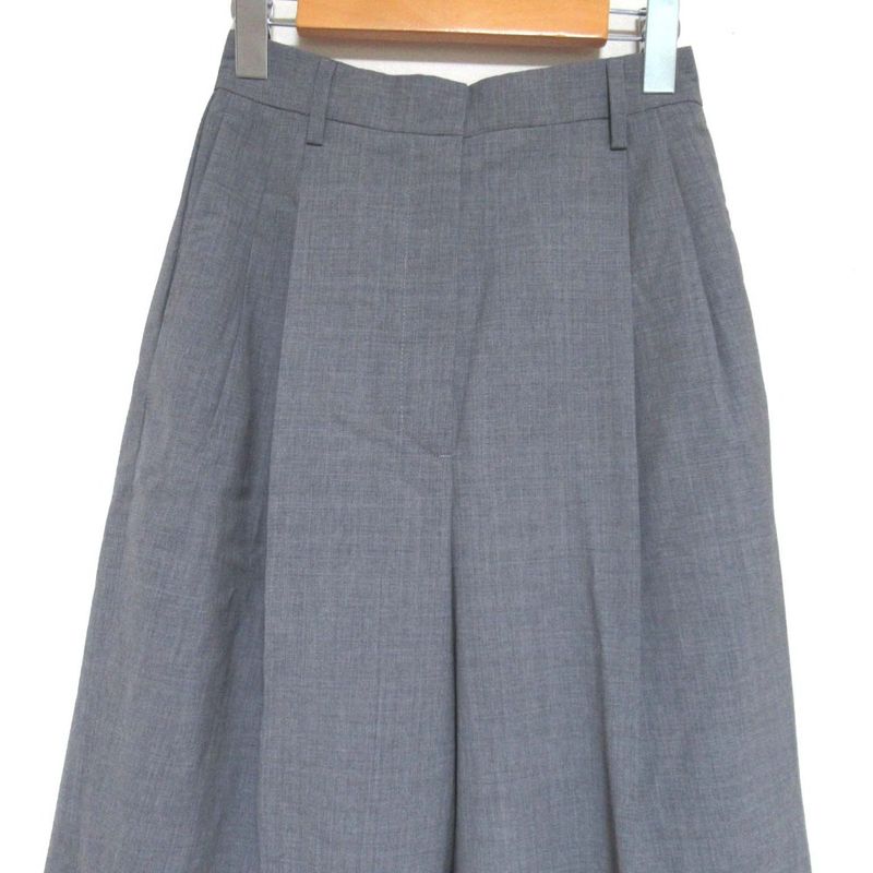 Prada 2024 Model Virgin Wool High Waist Wide Slacks Pants Size 36 160/58a Gray