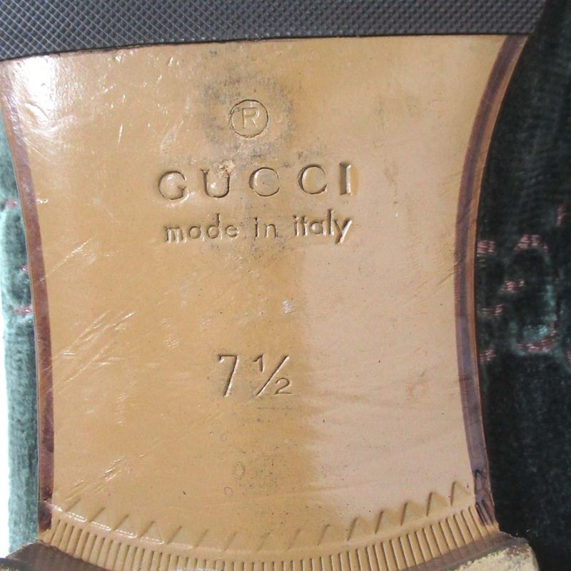 Gucci Velvet GG Pattern Horsebit Heel Step Loafer Babouche 526298 Size 7.5