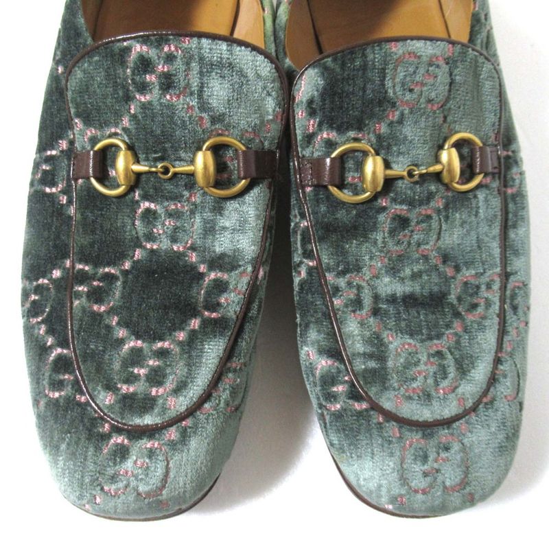 Gucci Velvet GG Pattern Horsebit Heel Step Loafer Babouche 526298 Size 7.5