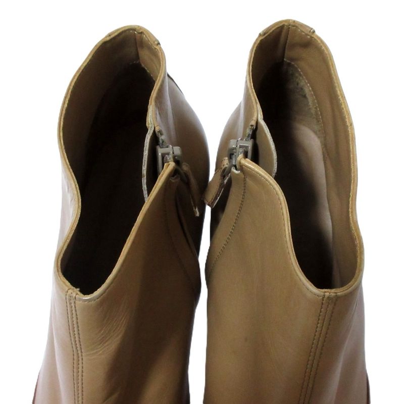 Hermes Leather Bicolor Chunky Heel Short Boots Booties Size 40 1/2 Approx 26cm