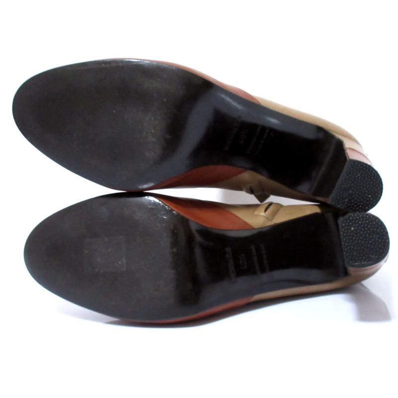 Hermes Leather Bicolor Chunky Heel Short Boots Booties Size 40 1/2 Approx 26cm