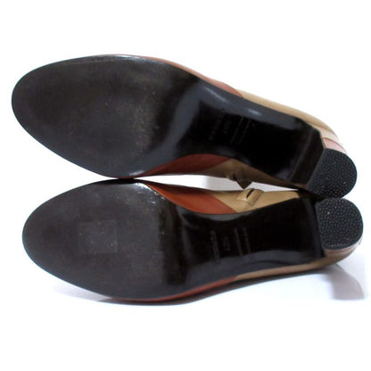 Hermes Leather Bicolor Chunky Heel Short Boots Booties Size 40 1/2 Approx 26cm