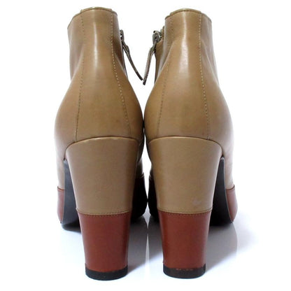 Hermes Leather Bicolor Chunky Heel Short Boots Booties Size 40 1/2 Approx 26cm