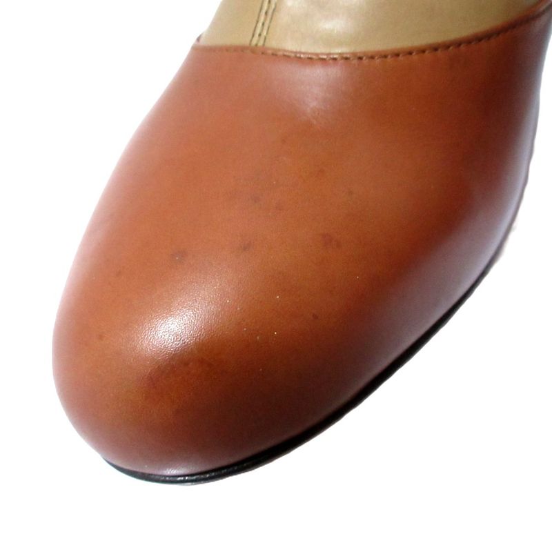 Hermes Leather Bicolor Chunky Heel Short Boots Booties Size 40 1/2 Approx 26cm