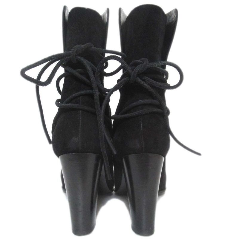 Hermes Suede Leather Chunky Heel High Heel Short Boots Size 35.5 Equivalent To