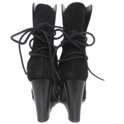 Hermes Suede Leather Chunky Heel High Heel Short Boots Size 35.5 Equivalent To