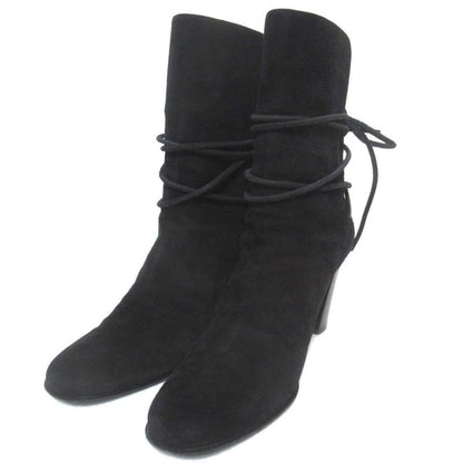 Hermes Suede Leather Chunky Heel High Heel Short Boots Size 35.5 Equivalent To