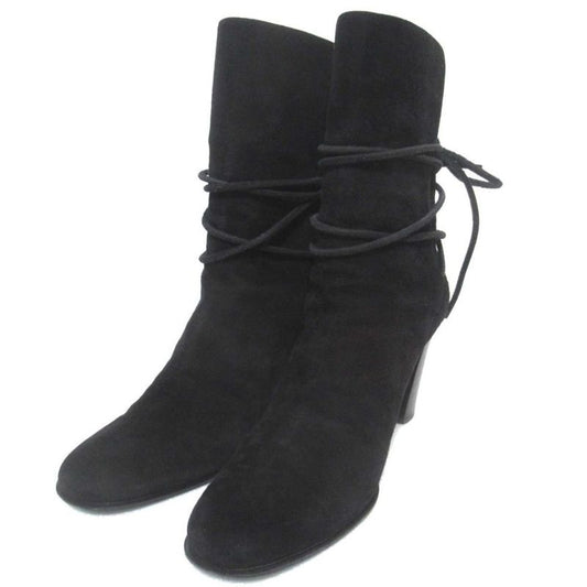 Hermes Suede Leather Chunky Heel High Heel Short Boots Size 35.5 Equivalent To