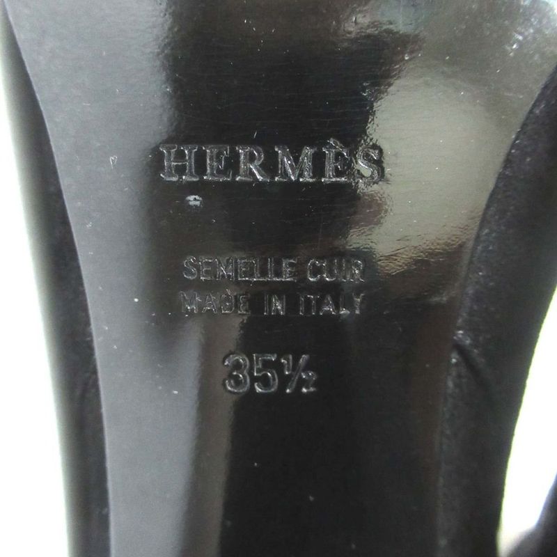 Hermes Suede Leather Chunky Heel High Heel Short Boots Size 35.5 Equivalent To