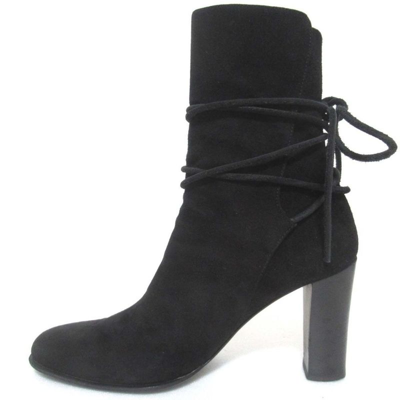 Hermes Suede Leather Chunky Heel High Heel Short Boots Size 35.5 Equivalent To