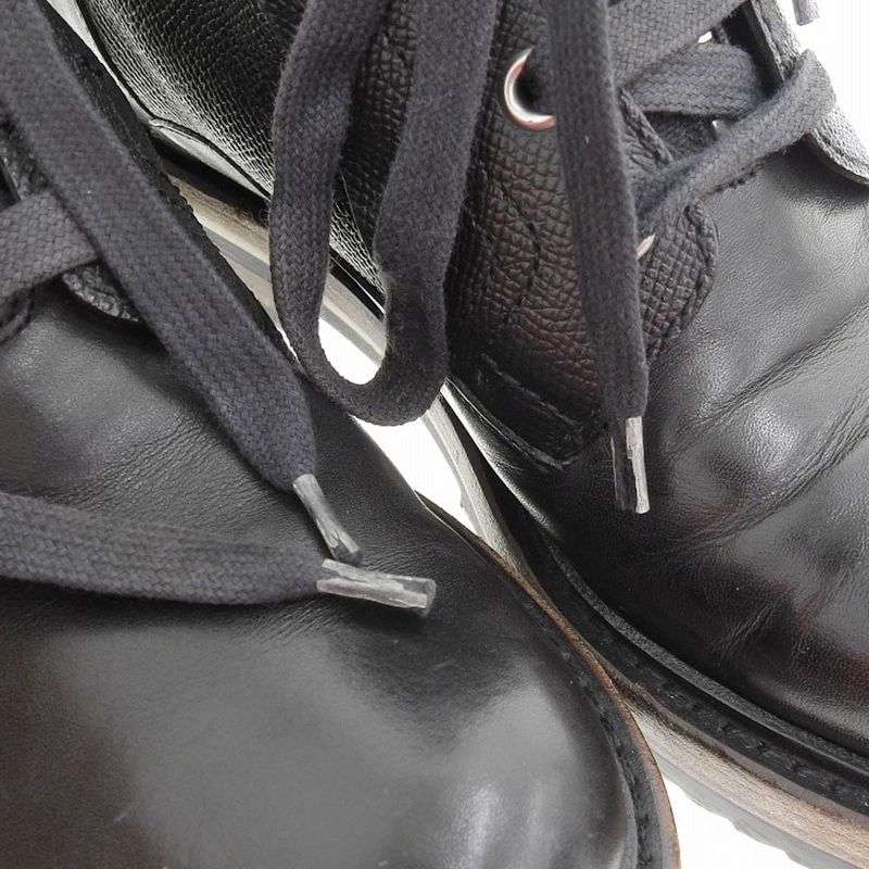 Good DIOR Homme DIOR Homme Leather Front Zip Lace Up Short Boots 39 Approx 24cm