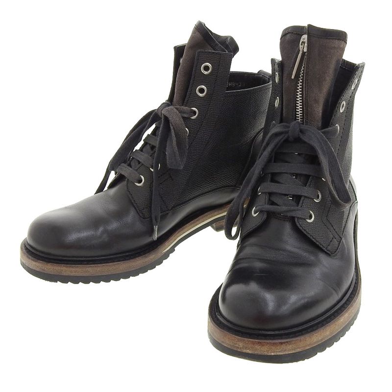 Good DIOR Homme DIOR Homme Leather Front Zip Lace Up Short Boots 39 Approx 24cm