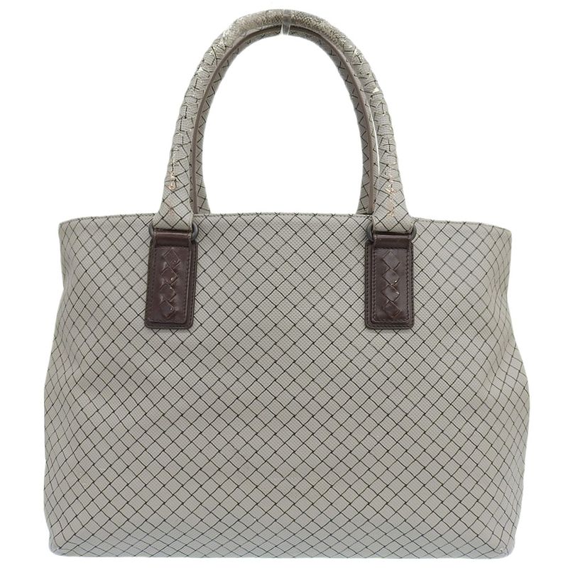 Good Bottega Veneta Marco Polo Intreccio Jet PVC Canvas Tote Bag Grey Men's Used