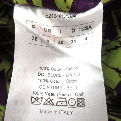 Christian DIOR Botanical Pattern Above-knee Length French Sleeve V-neck Dress