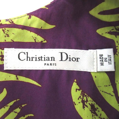 Christian DIOR Botanical Pattern Above-knee Length French Sleeve V-neck Dress