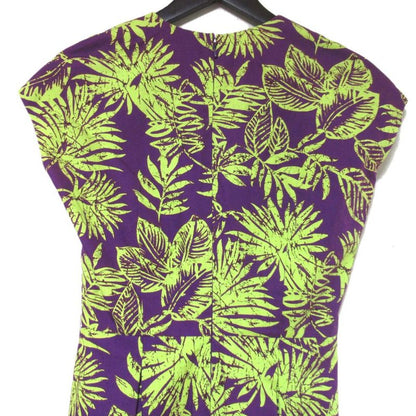 Christian DIOR Botanical Pattern Above-knee Length French Sleeve V-neck Dress