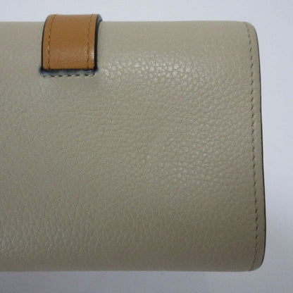 Good Loewe Small Vertical Leather Compact Wallet Trifold Wallet Beige Ladies