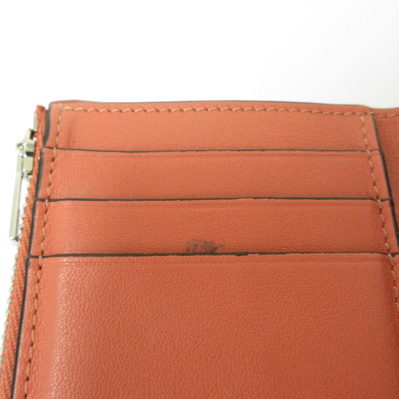 Good Loewe Small Vertical Leather Compact Wallet Trifold Wallet Beige Ladies