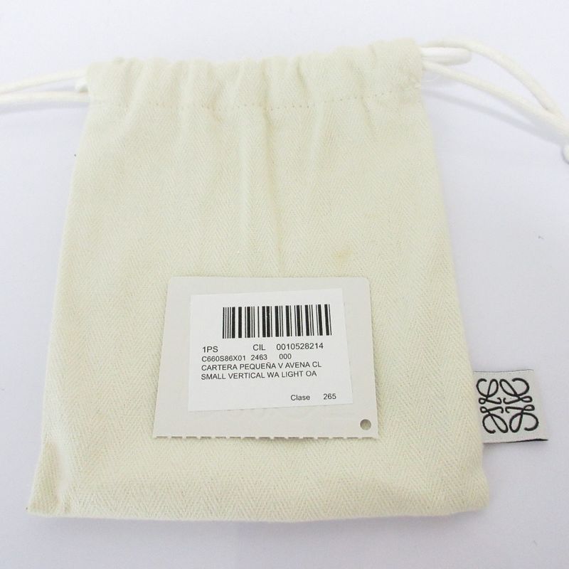 Good Loewe Small Vertical Leather Compact Wallet Trifold Wallet Beige Ladies