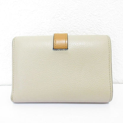 Good Loewe Small Vertical Leather Compact Wallet Trifold Wallet Beige Ladies
