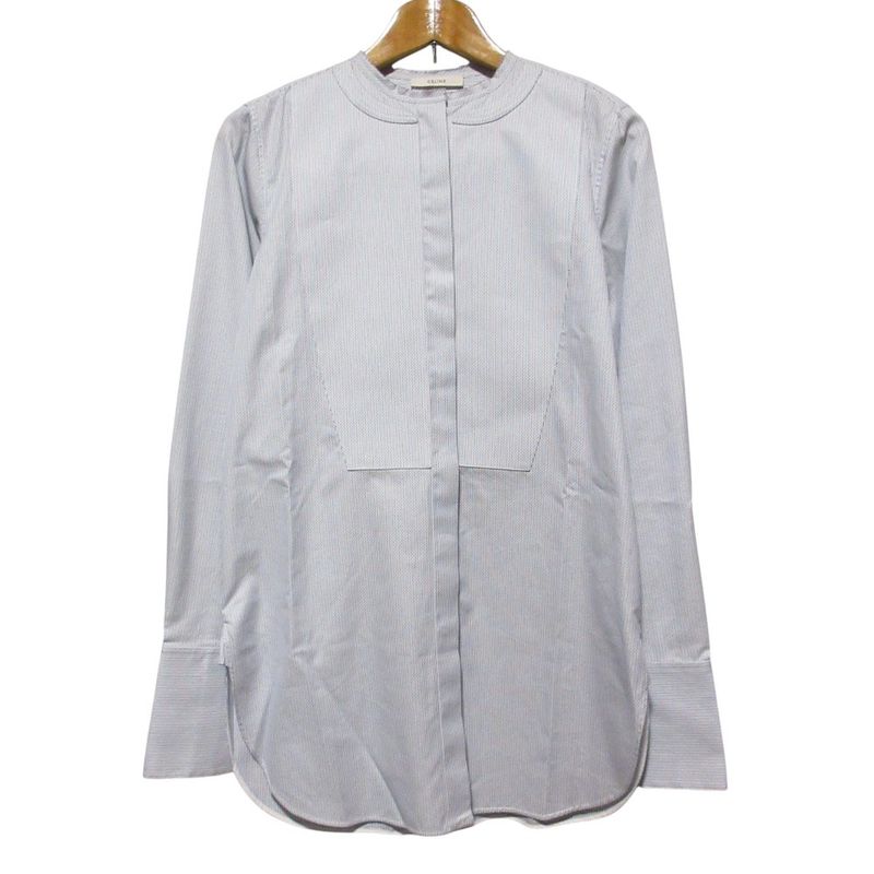 Good Celine Phoebe Period Long Sleeve Collarless Tuxedo Shirt Blouse Size 42