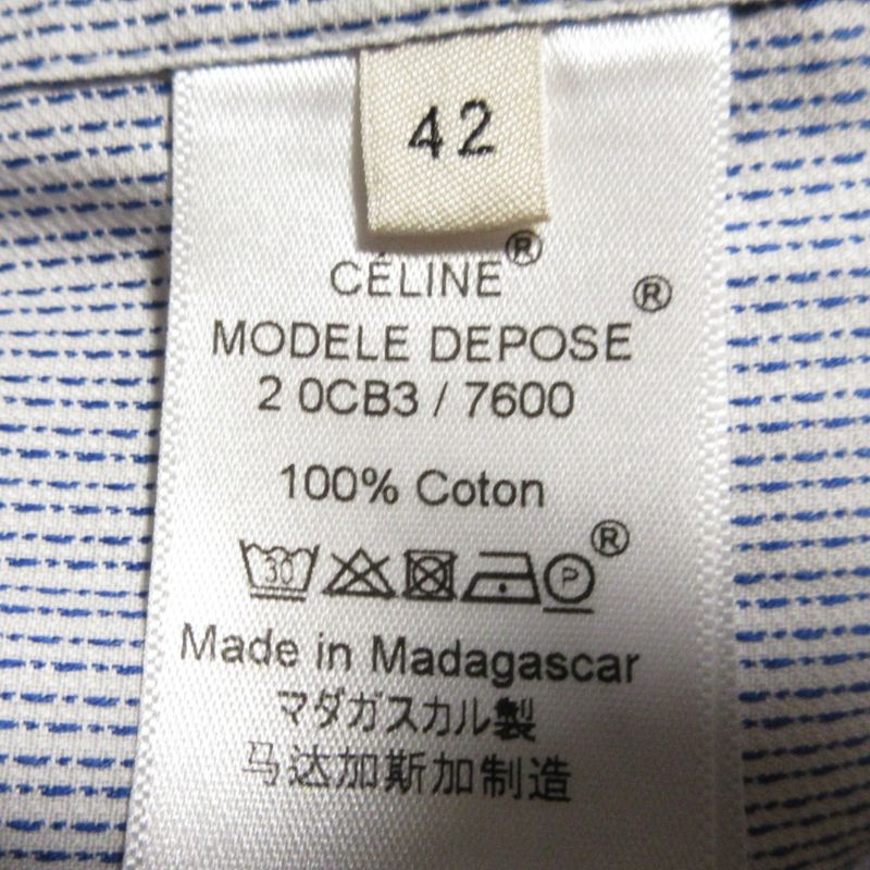 Good Celine Phoebe Period Long Sleeve Collarless Tuxedo Shirt Blouse Size 42