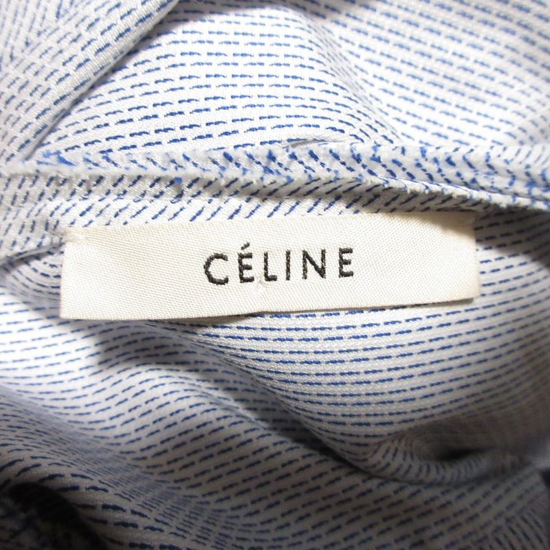 Good Celine Phoebe Period Long Sleeve Collarless Tuxedo Shirt Blouse Size 42