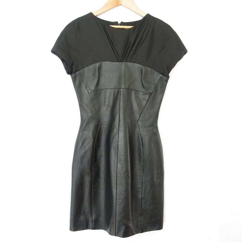 Christian Dior Leather Bodycon Dress Size 34 Black Women's Used