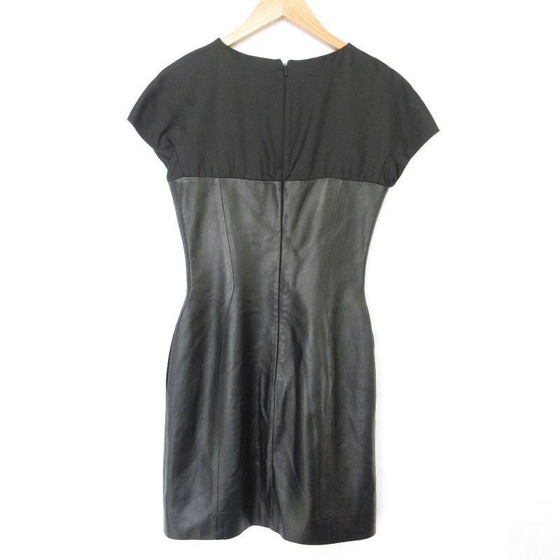 Christian Dior Leather Bodycon Dress Size 34 Black Women's Used